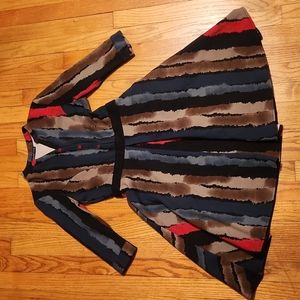 😍😍 Like new! Rmo & Jul swing dress 3/4 sleeve red, blue, brown, tan size small